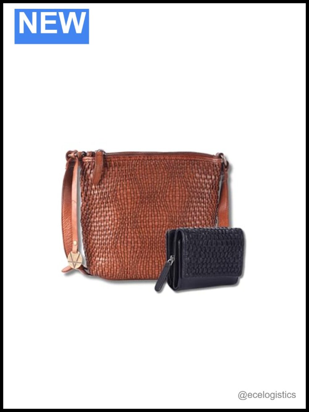 Genuine Leather Crossbody Bag & Wallet Set for Women, Zipper Coin Purse,